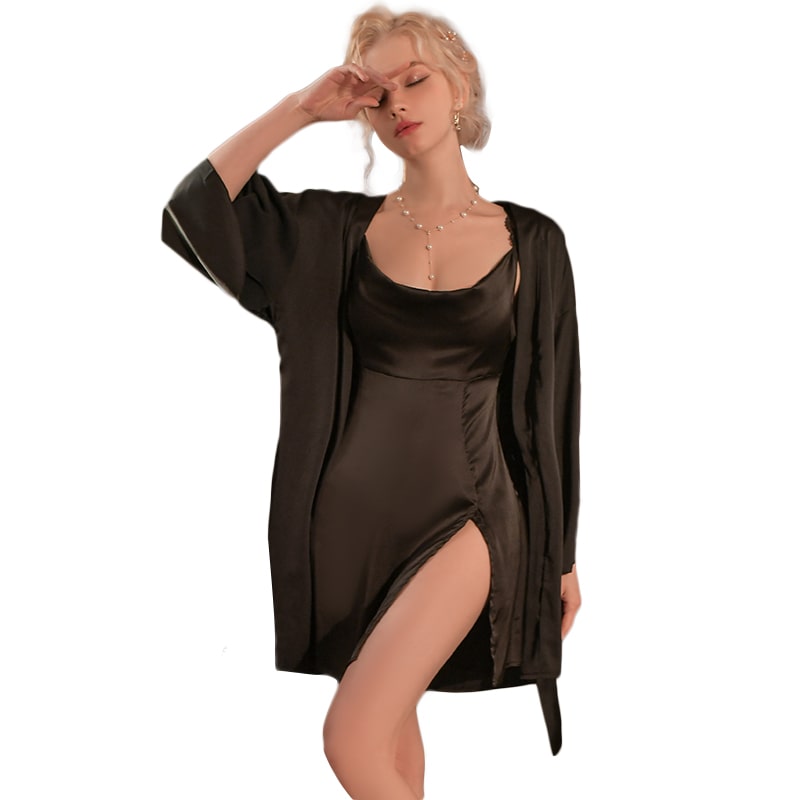 Silky Smooth Faux Satin Slip Dress - Royal Elegance