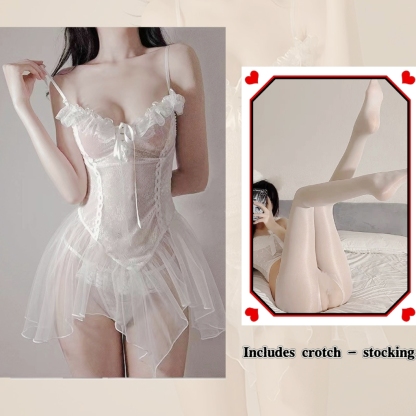 Elegant Transparent Mesh Passion Nightdress