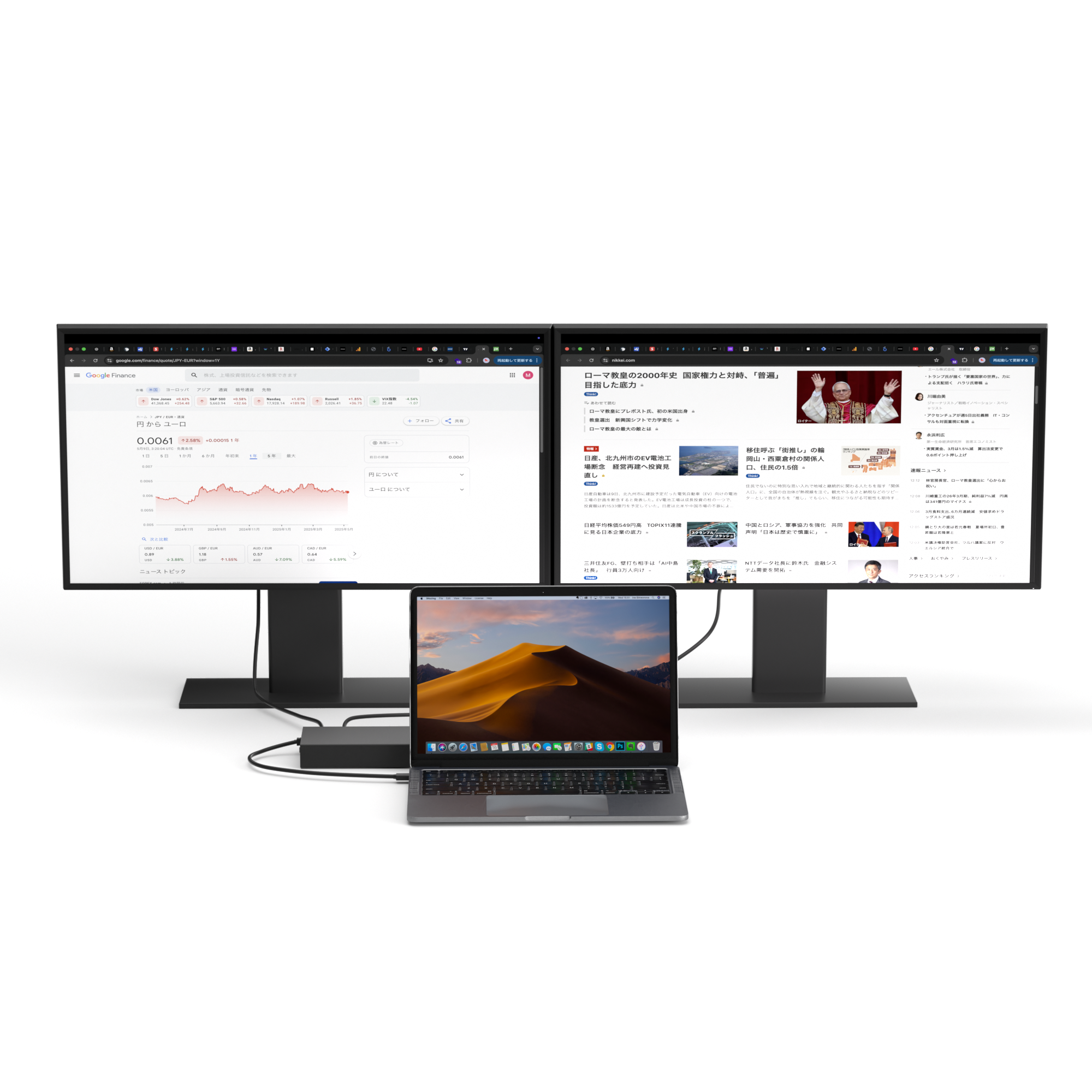 一般的な2〜3画面のマルチモニター環境 イメージ