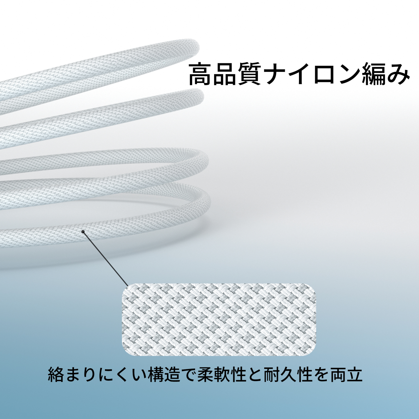 WiseeLAB USB-C & USB-C ケーブル(1.8m,ナイロン編み)
