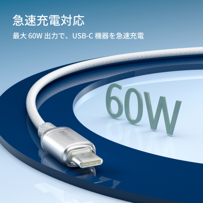 WiseeLAB Clear Tough Cable｜USB-C & USB-C 保護カバー付き ケーブル(1.2m,ナイロン編み)