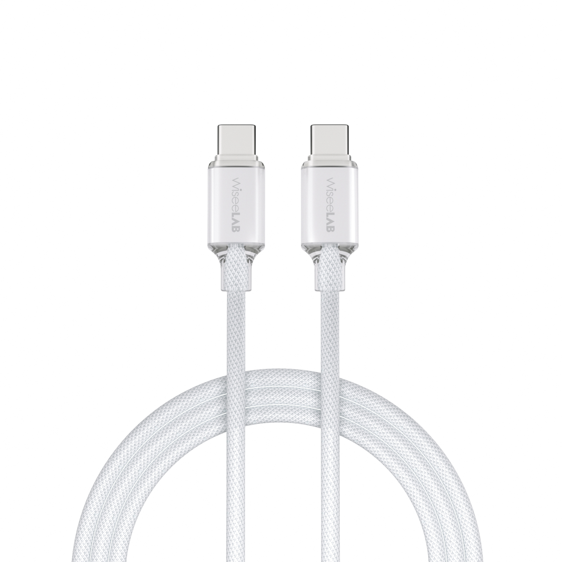 WiseeLAB Clear Tough Cable｜USB-C & USB-C 耐断線ケーブル(1.2m,ナイロン編み)