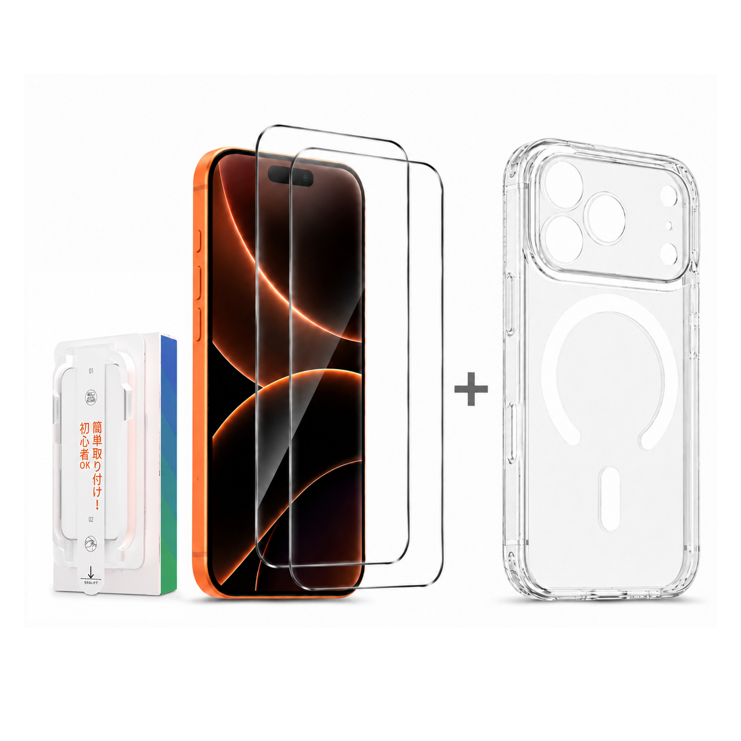 WiseeLAB iPhone 17シリーズ用 MagSafe対応クリアケース（ガラスフィルム2枚付き）