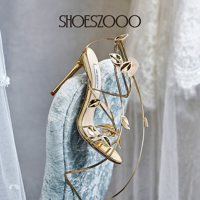 Leaf design high heels