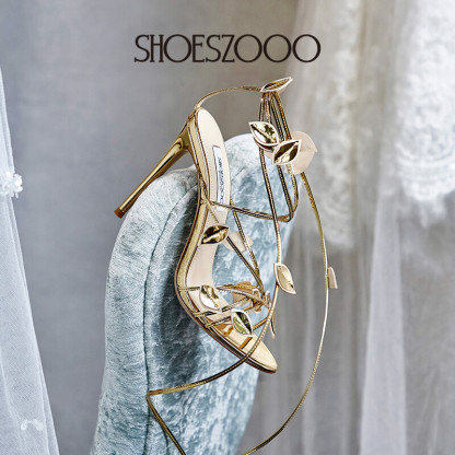 Leaf design high heels