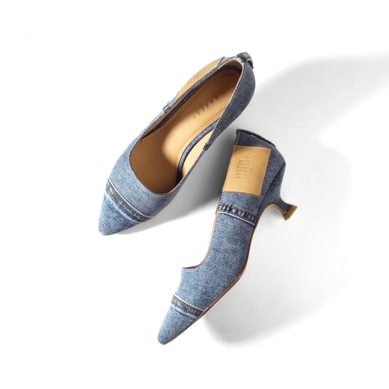Pointed-toe denim Heels
