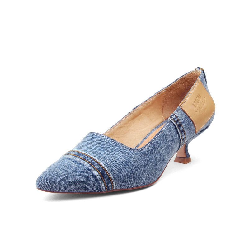 Pointed-toe denim Heels