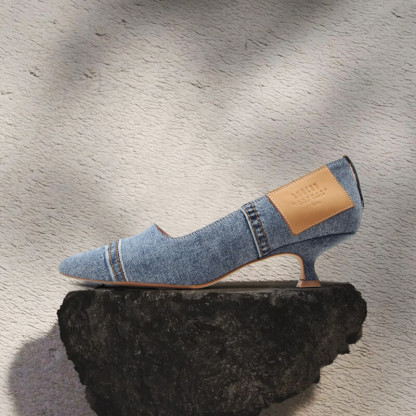 Pointed-toe denim Heels