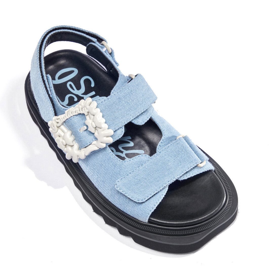 Cream Flower Buckle Sandals