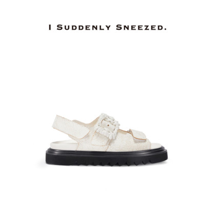 Cream Flower Buckle Beach Sandals