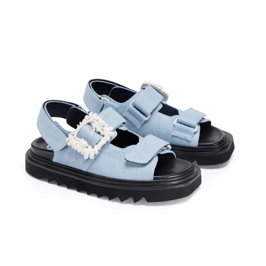 Cream Flower Buckle Sandals