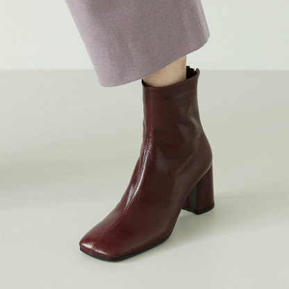 Designer Leather Heel Boots