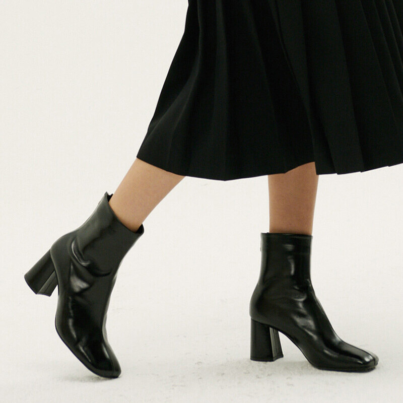 Designer Leather Heel Boots
