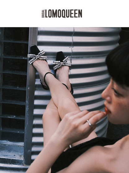 Silk Cowhide Butterfly High Heels