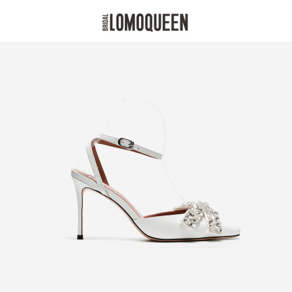 Silk Cowhide Butterfly High Heels