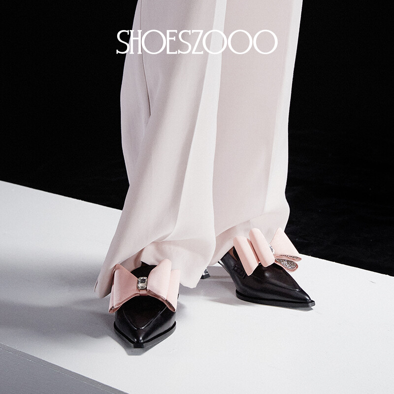 Bowknot Color-block High Heels 