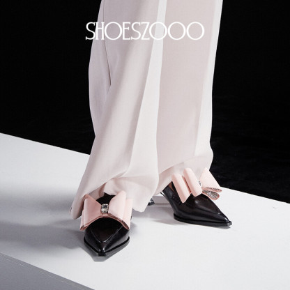 Bowknot Color-block High Heels 