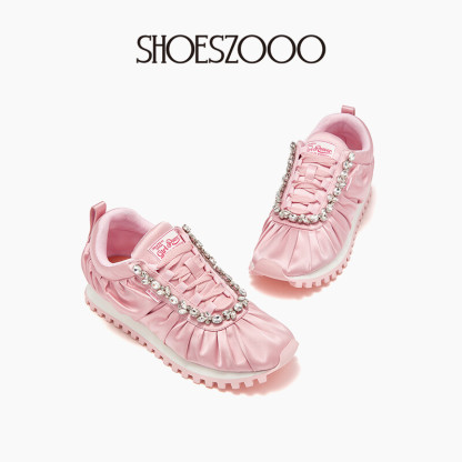 Wrinkled silk sneakers