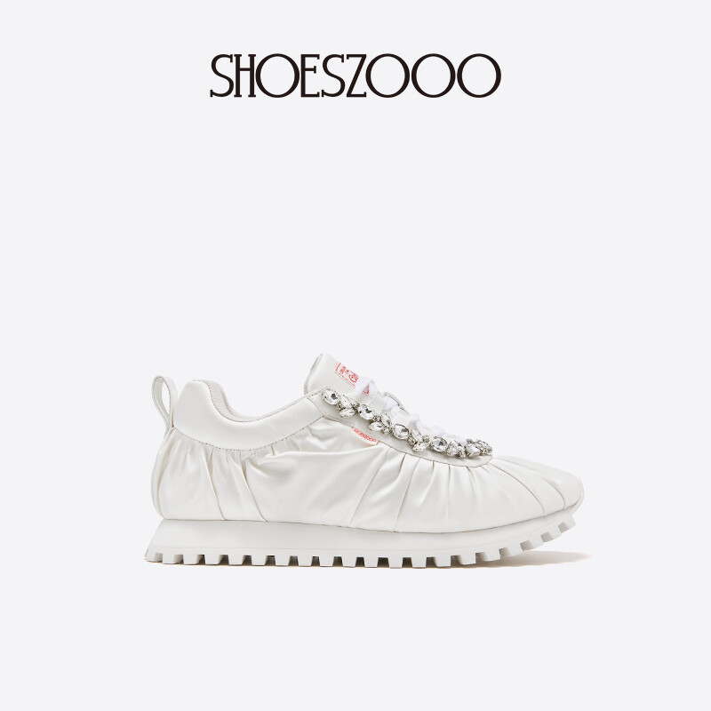 Wrinkled silk sneakers
