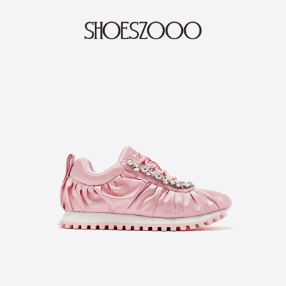Wrinkled silk sneakers
