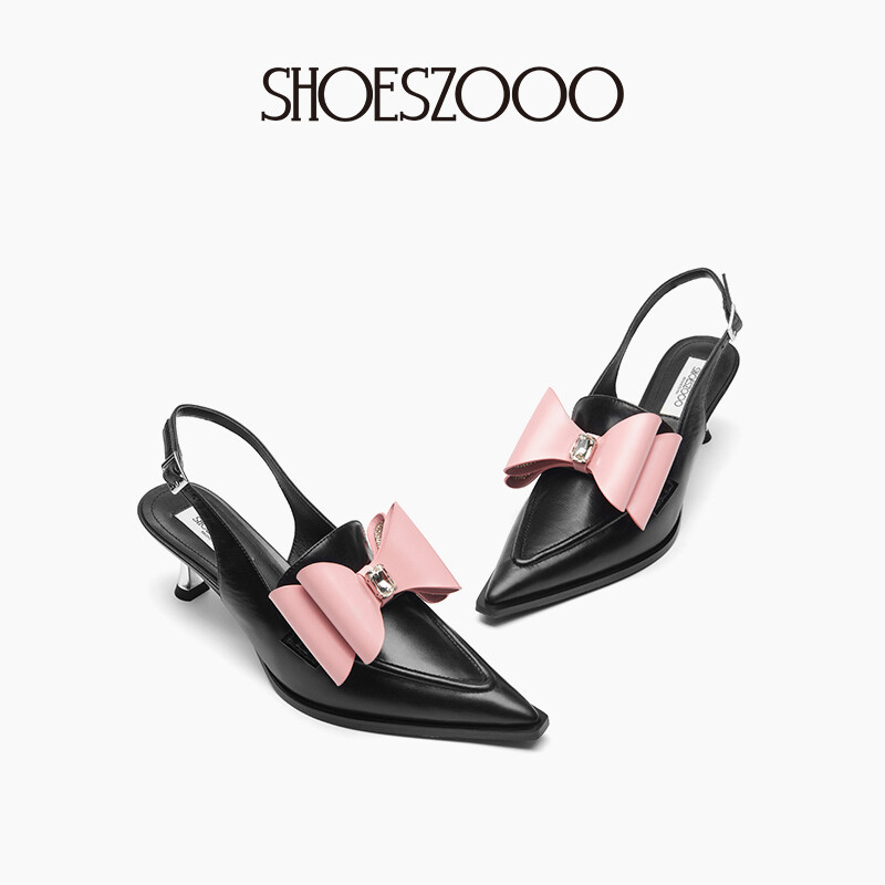 Bowknot Color-block High Heels 