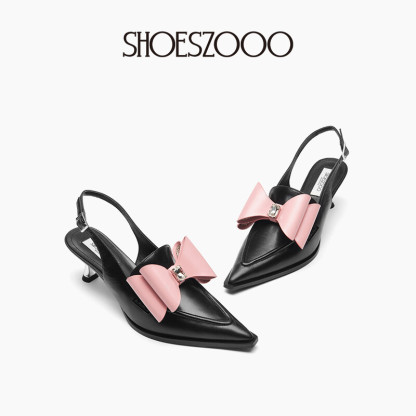 Bowknot Color-block High Heels 
