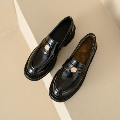 Camellia Chunky Heel Loafers