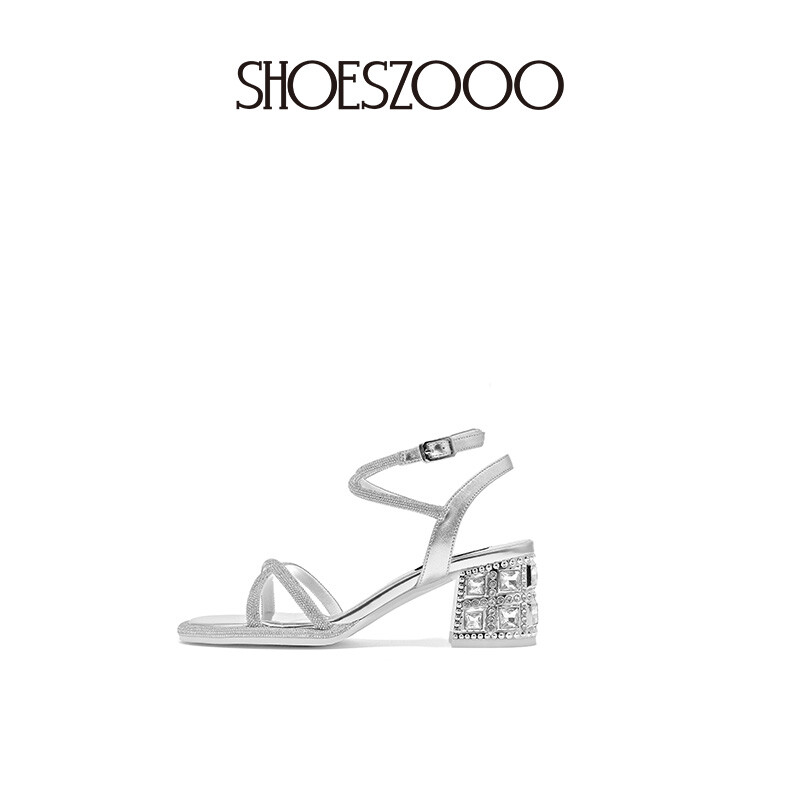 Lynn Rhinestone Strap Round-Toe Sandals