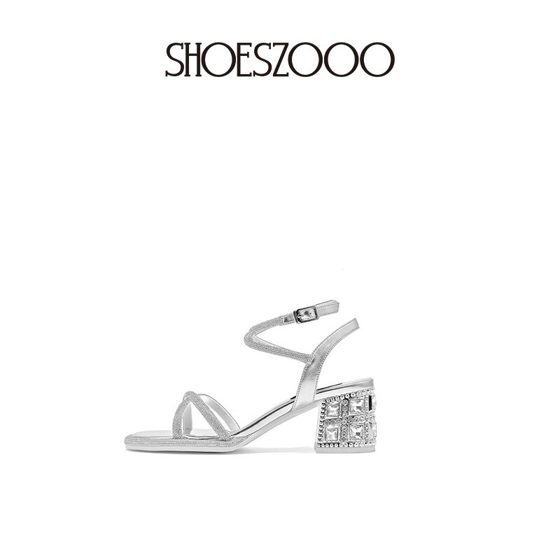 Lynn Rhinestone Strap Round-Toe Sandals
