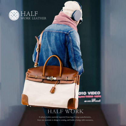 Leather Canvas Gold Bag