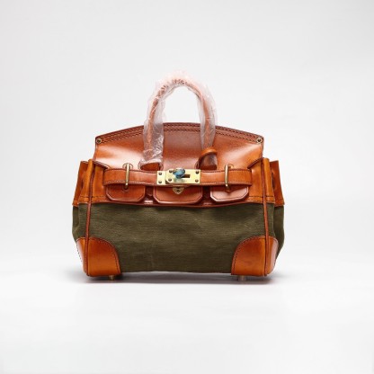 Leather Canvas Gold Bag