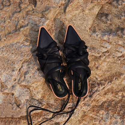 Enveloppe water-dyed sheepskin slippers