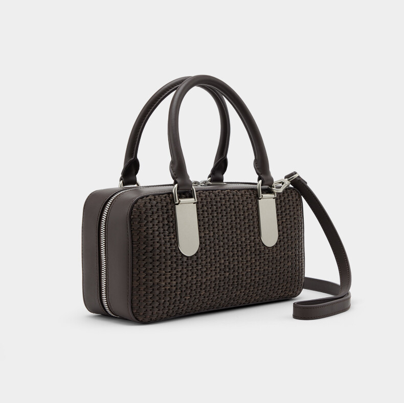 Woven Medium Boston Bag
