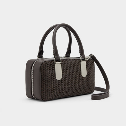 Woven Medium Boston Bag