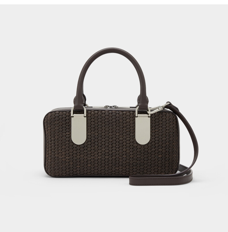Woven Medium Boston Bag