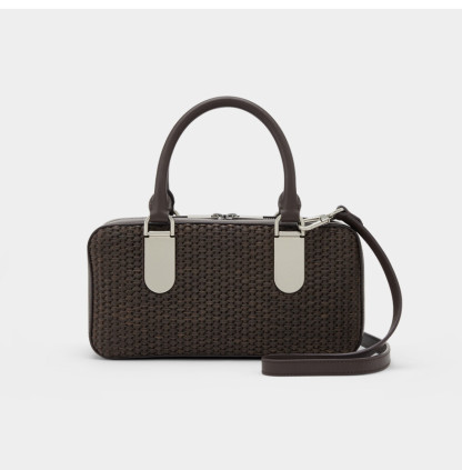 Woven Medium Boston Bag