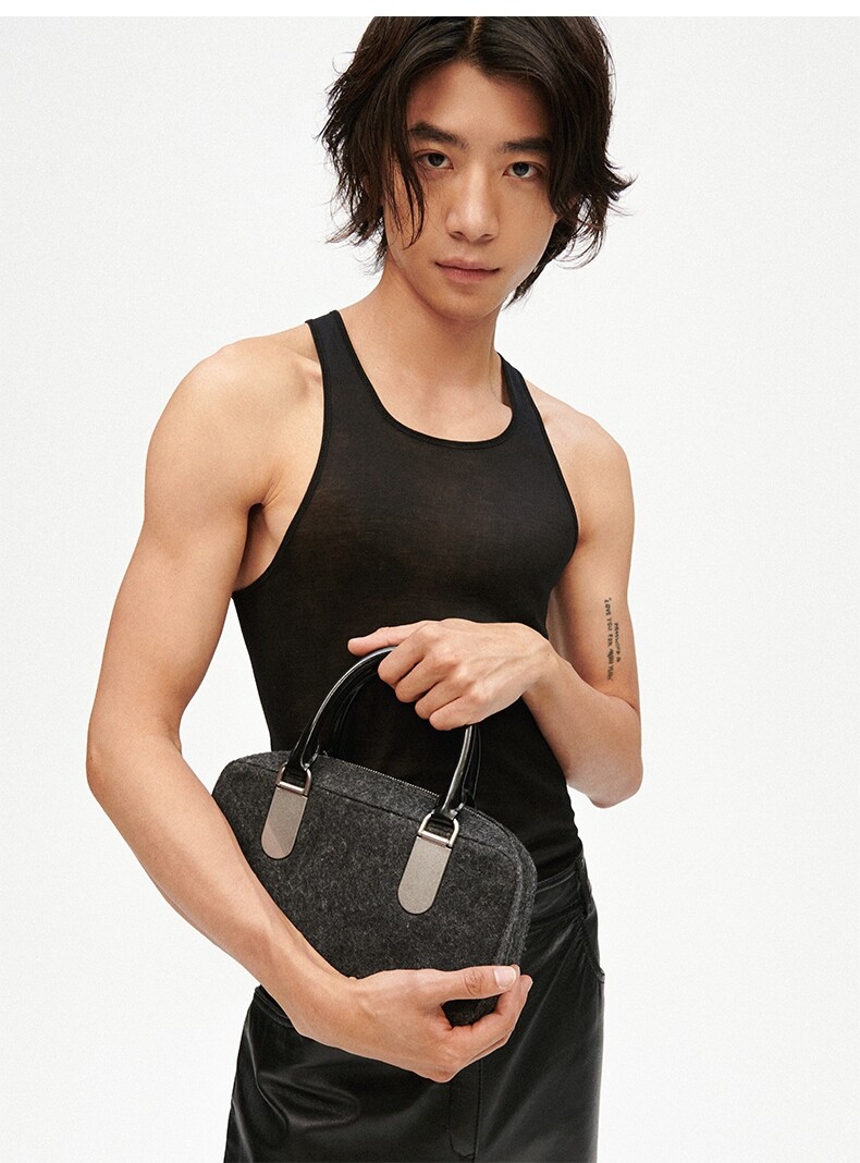 Woven Medium Boston Bag