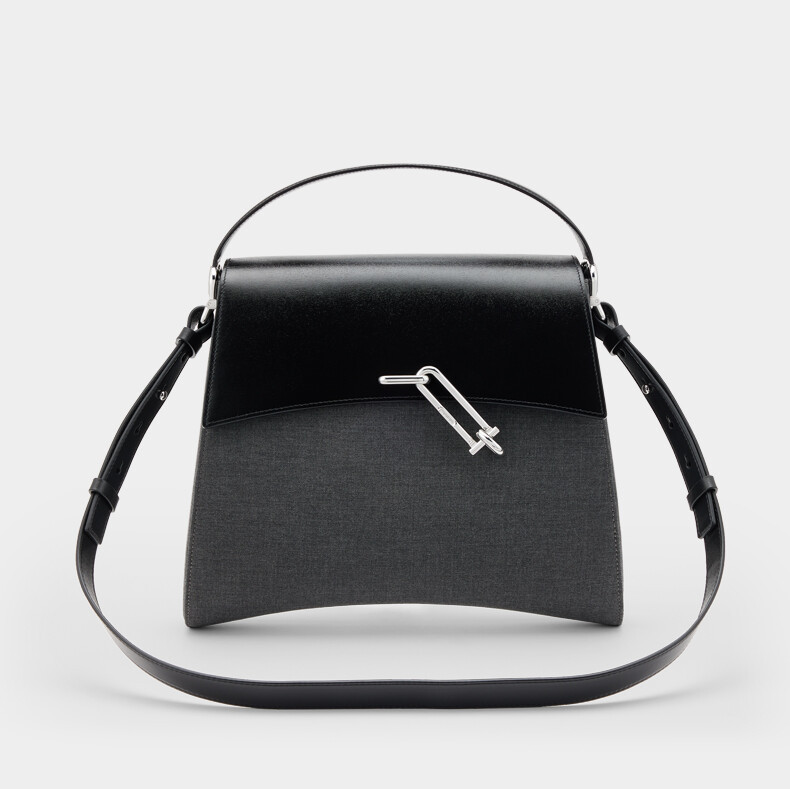 Suit Fabric Leather Messenger Bag