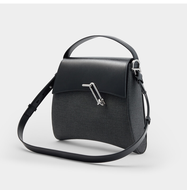 Suit Fabric Leather Messenger Bag