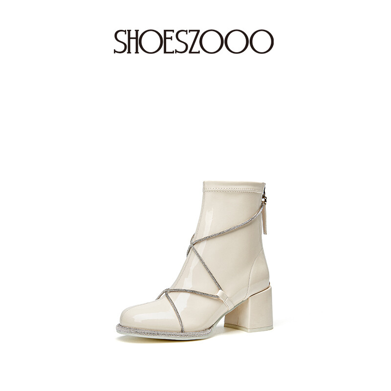EMILY Elastic Patent Leather Strap Boots