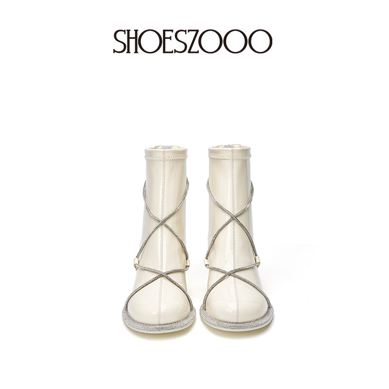 EMILY Elastic Patent Leather Strap Boots