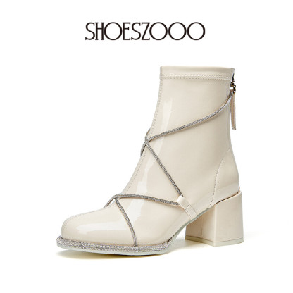 EMILY Elastic Patent Leather Strap Boots