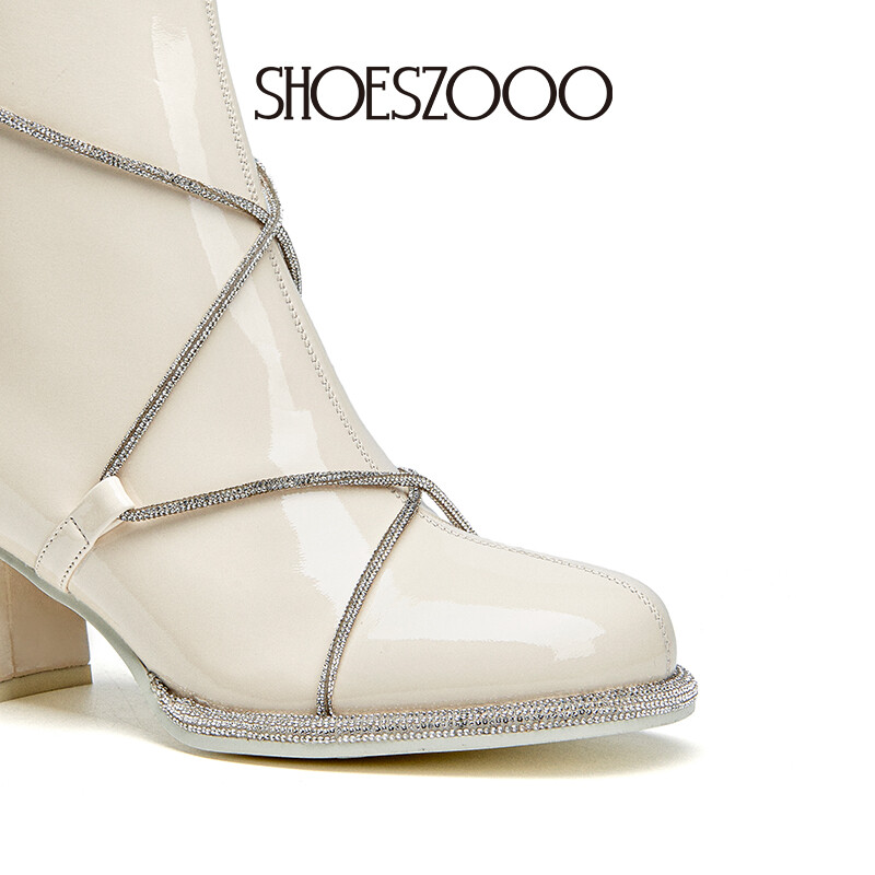 EMILY Elastic Patent Leather Strap Boots