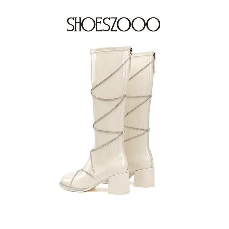 EMILY Elastic Patent Leather Strap Boots