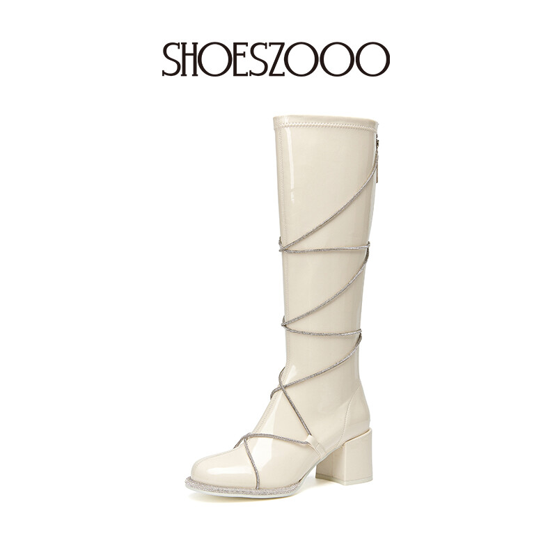 EMILY Elastic Patent Leather Strap Boots