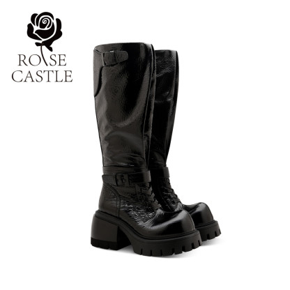 Rose Leather Knee-High Boots