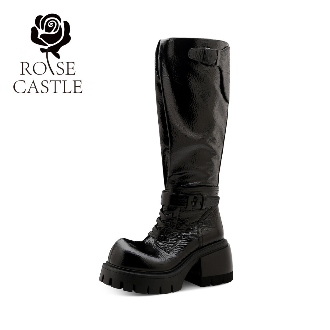 Rose Leather Knee-High Boots