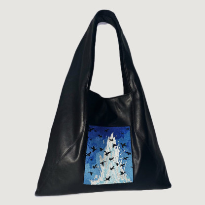 Designer Soft Leather Embroidered Totebag