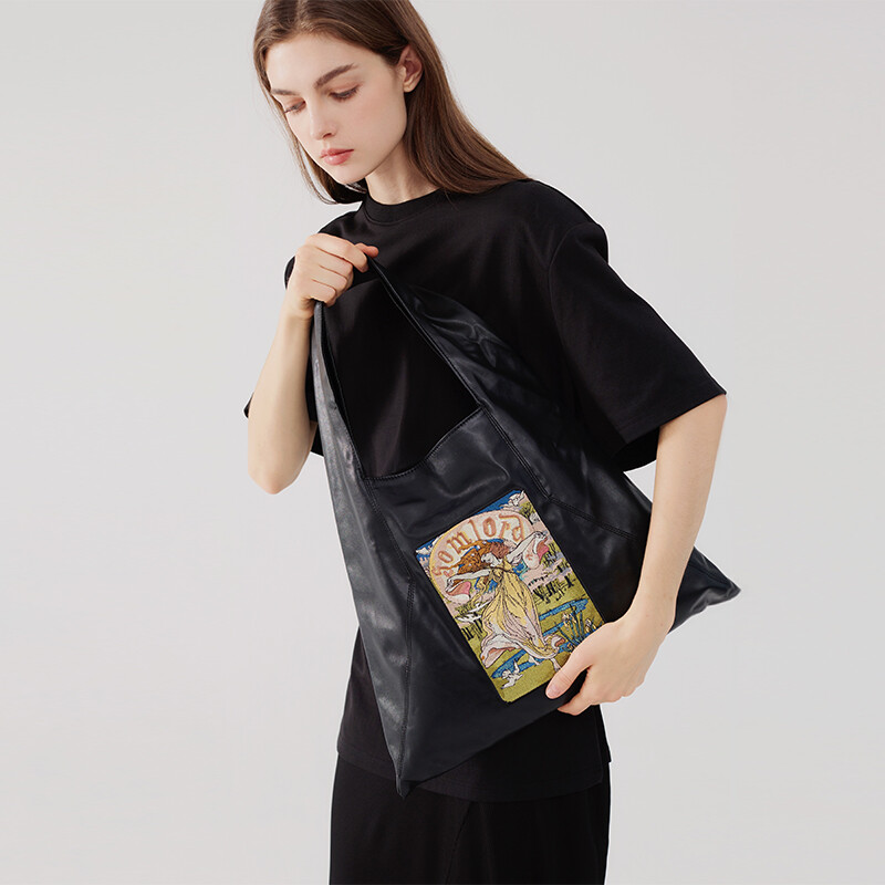 Designer Soft Leather Embroidered Totebag