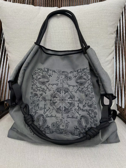Unisex Paisley Vintage Embroidery Totebag